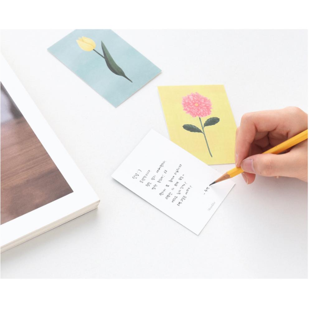 Monolike Message Card 40p + Envelope 20p, Double Flower, 1 Set