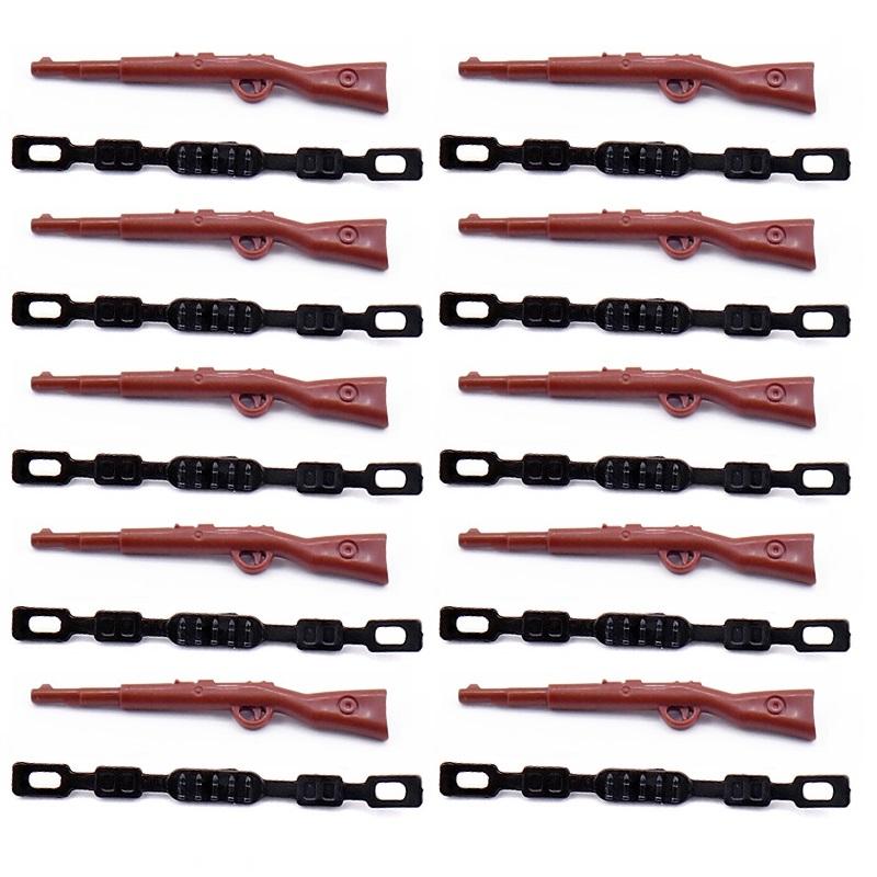 10 Stück 98K Gewehr Waffengurt Militärische Waffenbefestigungen Mini-Actionfiguren WW2 Soldatenwaffen MOC Armee Bauklötze Steine Spielzeug