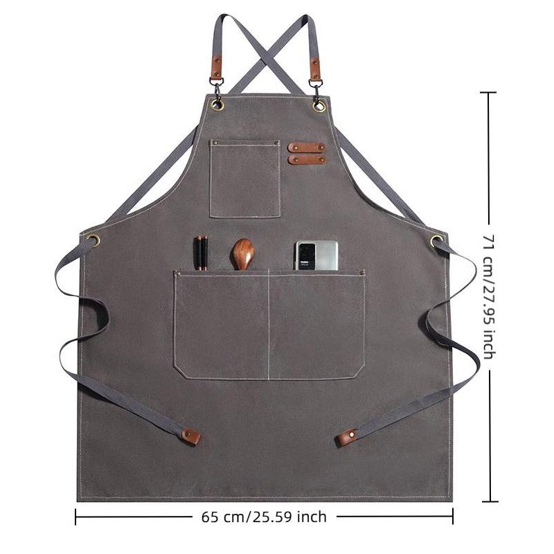 Household Canvas Apron Oil-Proof Can Wipe Hands Kitchen Cooking Men Women Adult With Tool Pockets  Coffee Over Apron