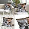 2D Print Cat Pillow Cover with Phone-Playing Design Short-Pile Plush Cute Cat Living Room Sofa Decorative Pillowcase