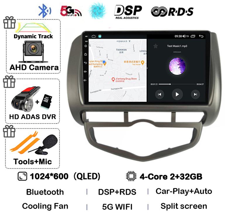 Android 14 Auto Carplay WIFI+4G For HONDA JAZZ City 2002 - 2007 HD 2 Din Car Radio Multimedia Video Player Stereo GPS 360 Camera
