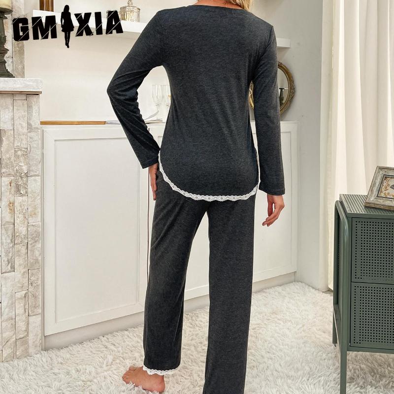 GMXIA Dámské jarní a podzimní domácí pyžamo s dlouhým rukávem