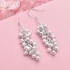 925 Sterling Silver Frosted Grape Beads Pierced Earrings Wedding Jewelry