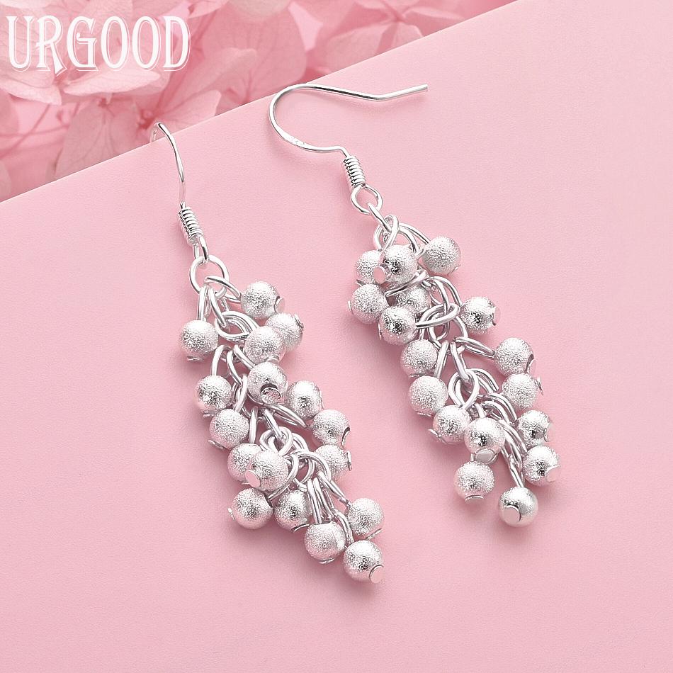 

Серьги из стерлингового серебра 925 пробы с матовыми бусинами в виде винограда, свадебная бижутерия