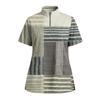 Women's Short Sleeved Printed V-neck Buttonable Side Slit Top T-shirt