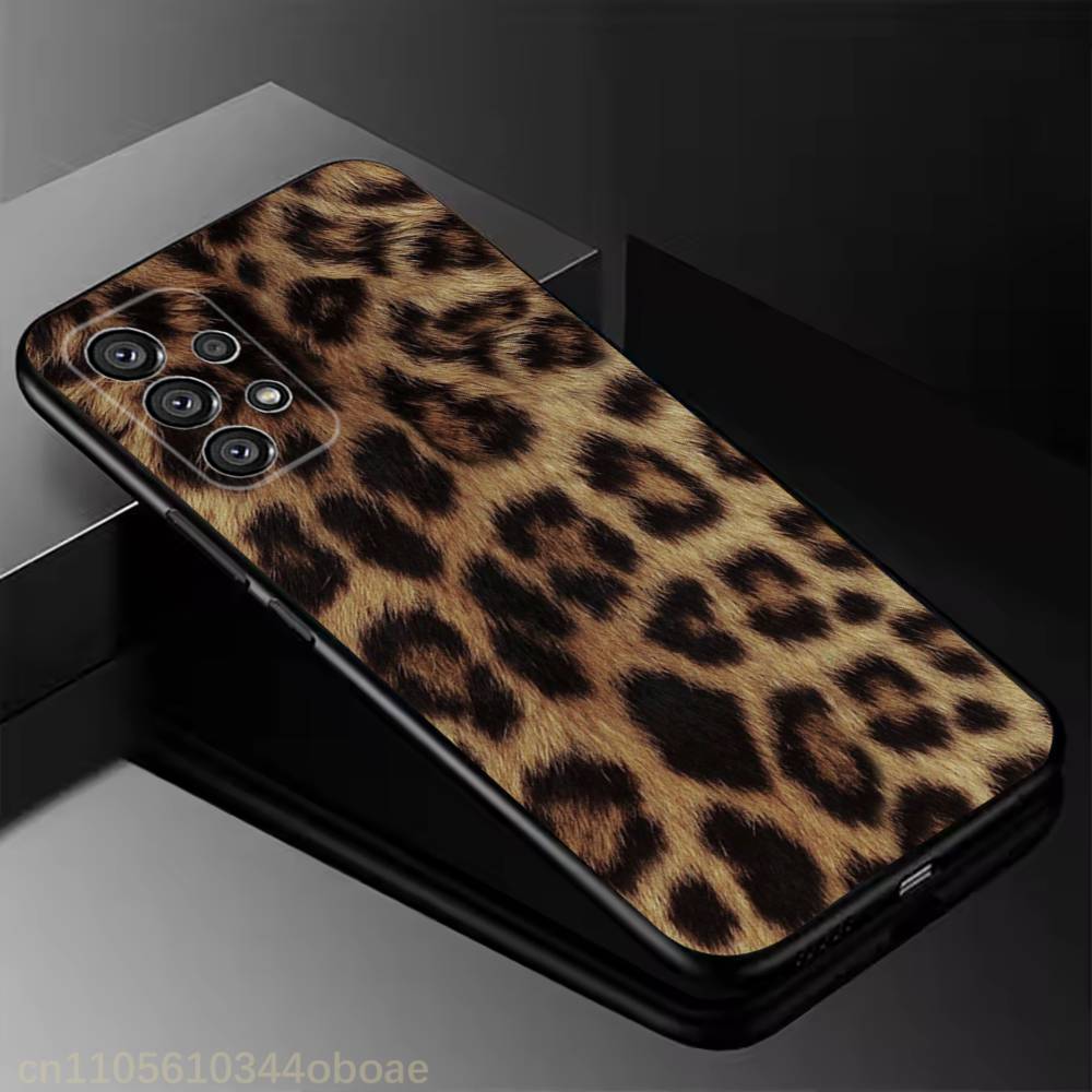 Fashion Leopard Print Phone Case For Samsung Galaxy A13,21s,22,31,32,52,53,71,80,A91 Soft Black Shell