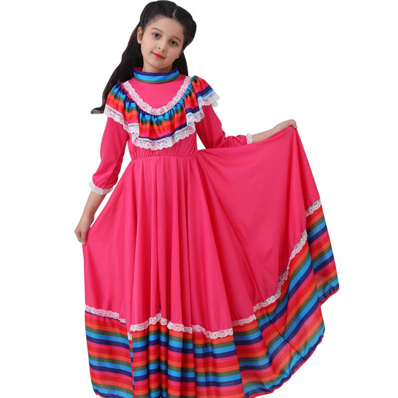 Children's Fuchsia Mexican Folk Dance Dress - Day of the Dead Costume