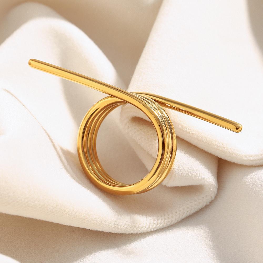 MamacitaSlay 316L Stainless Steel Line Wrapping Ring Waterproof 18K Gold Plated Jewelry Women's Unique Cool Ring 2025 Gift