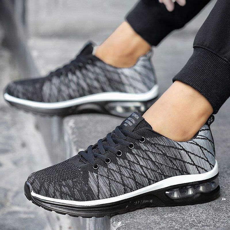Broken size air cushion flying woven men's shoes spring and autumn men's breathable casual sports running travel shoes