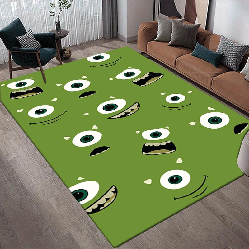1 Stück Monsters University Muster Teppich Weiche Flanell Bodenmatte für Wohnzimmer, Büro, Schlafzimmer und Teppich, Sofatisch Kaffeetisch Bodenmatte