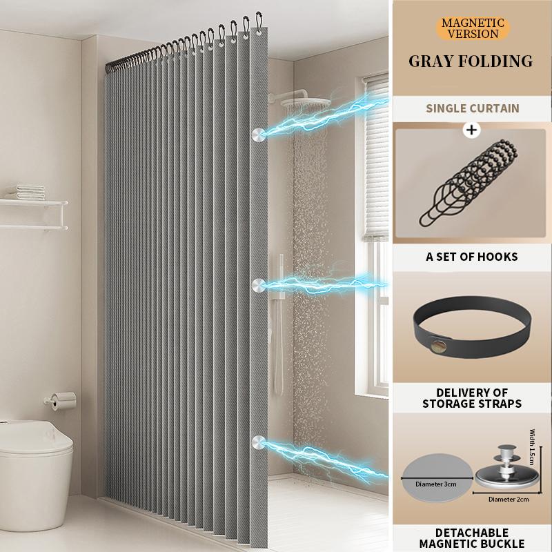 Modna Składana Dwustronna Magnetyczna Zasłona Prysznicowa Gruba Tkanina Wystrój Domu Zasłona Dzieląca Prysznic do Wystroju Łazienki
