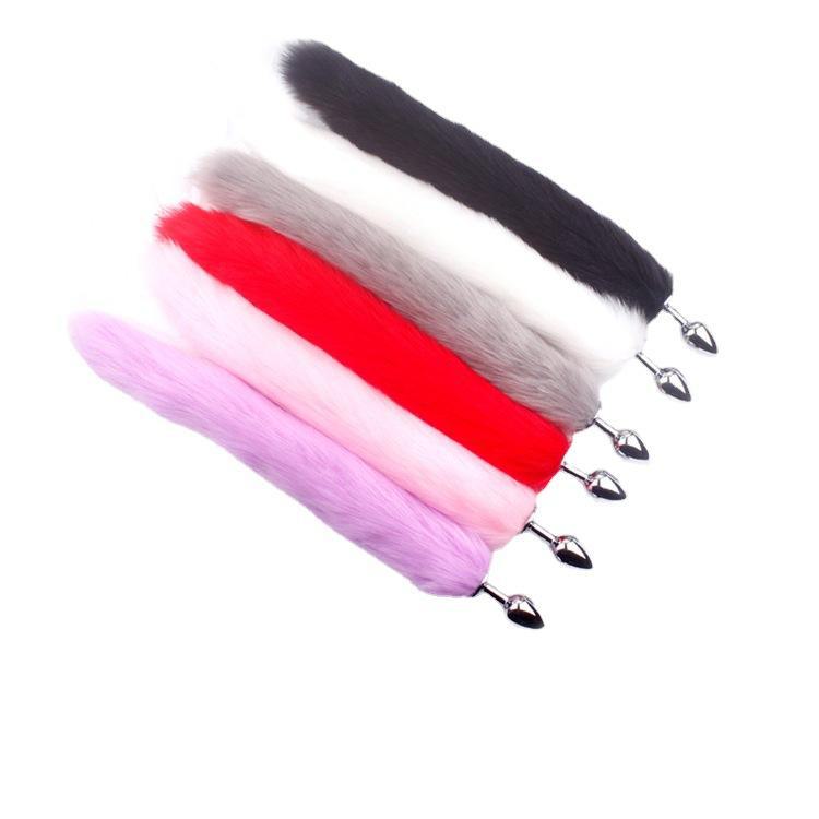 White Fox Fur Tail Metal Anal Plug - Adult Toy for Couples
