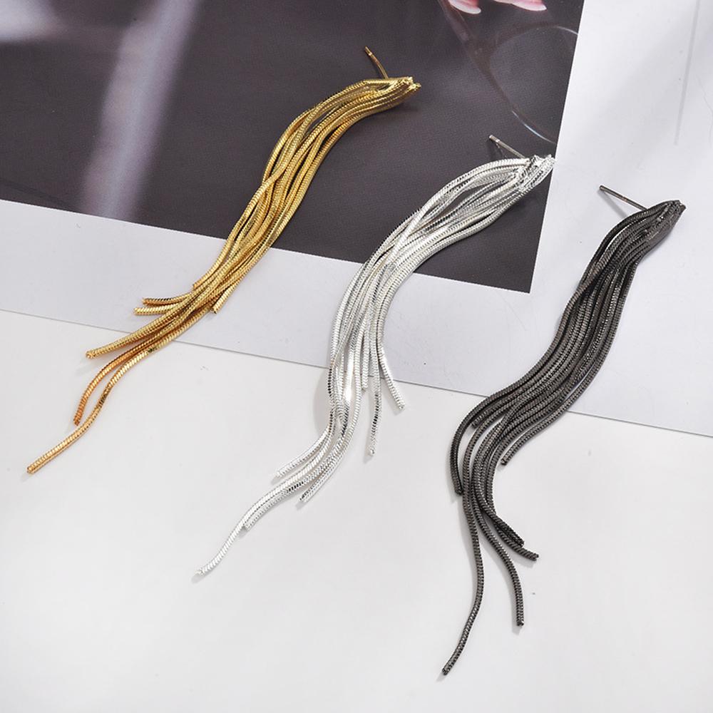 SUMENG 2024 New Gold Color Silver  Long Hanging Earrings Metal Tassel Ethnic Drop  for Women Fashion Jewelry Gifts