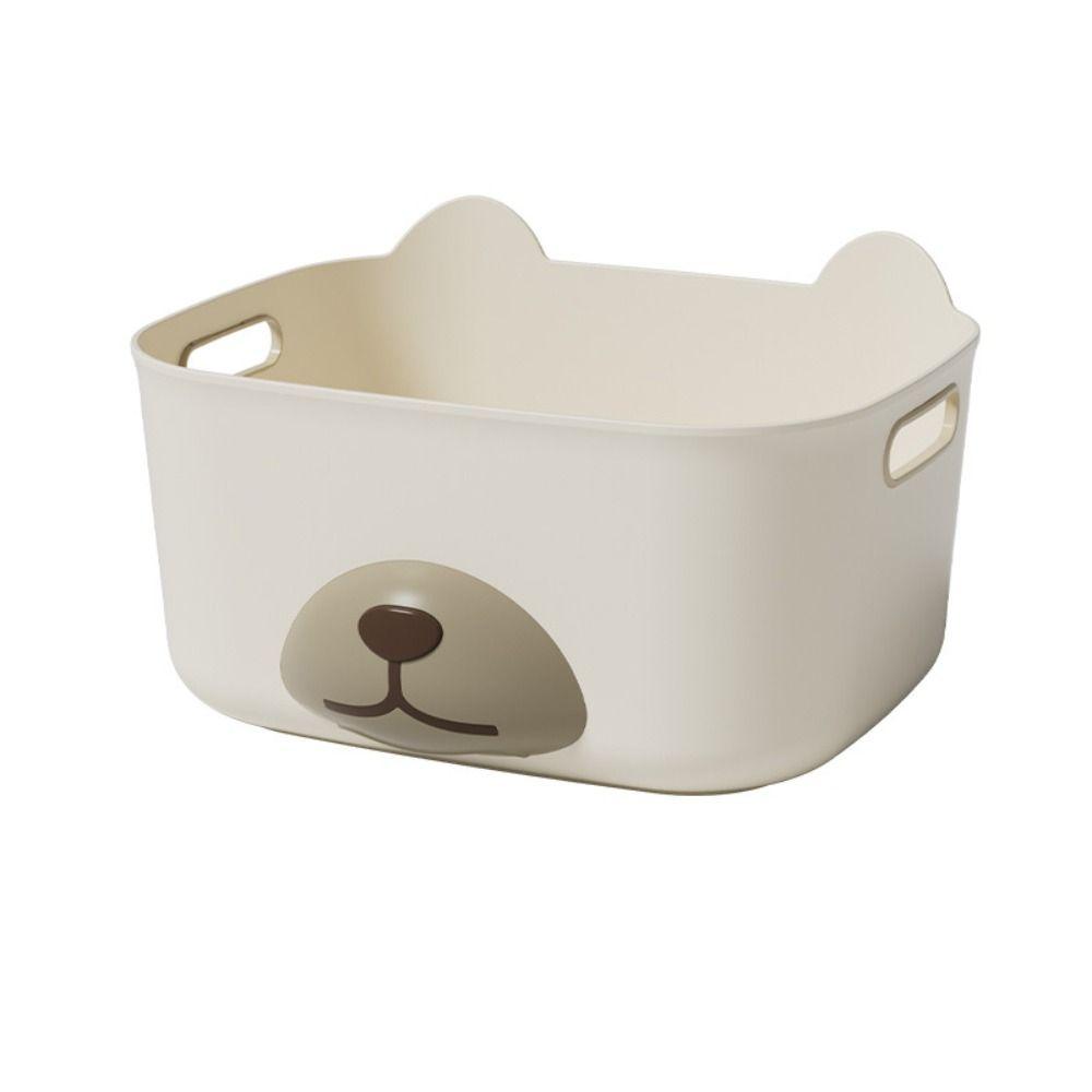 Space Saving Cartoon Desktop Storage Basket Large Capacity Sundries Storage Box  Bathroom L белый