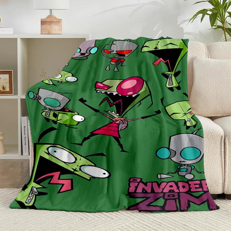 1PC Alien Invasion Pattern Flannel Blanket Gift, Suitable for Both Men And Women, Soft Ideal for Beds And Sofa, Birthday Or Christmas Gift