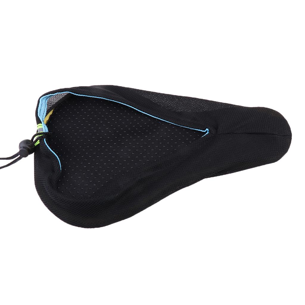 3D Saddle Cover Bike Seat Cushion with Reflective Strap Cycling Parts - Black, as described