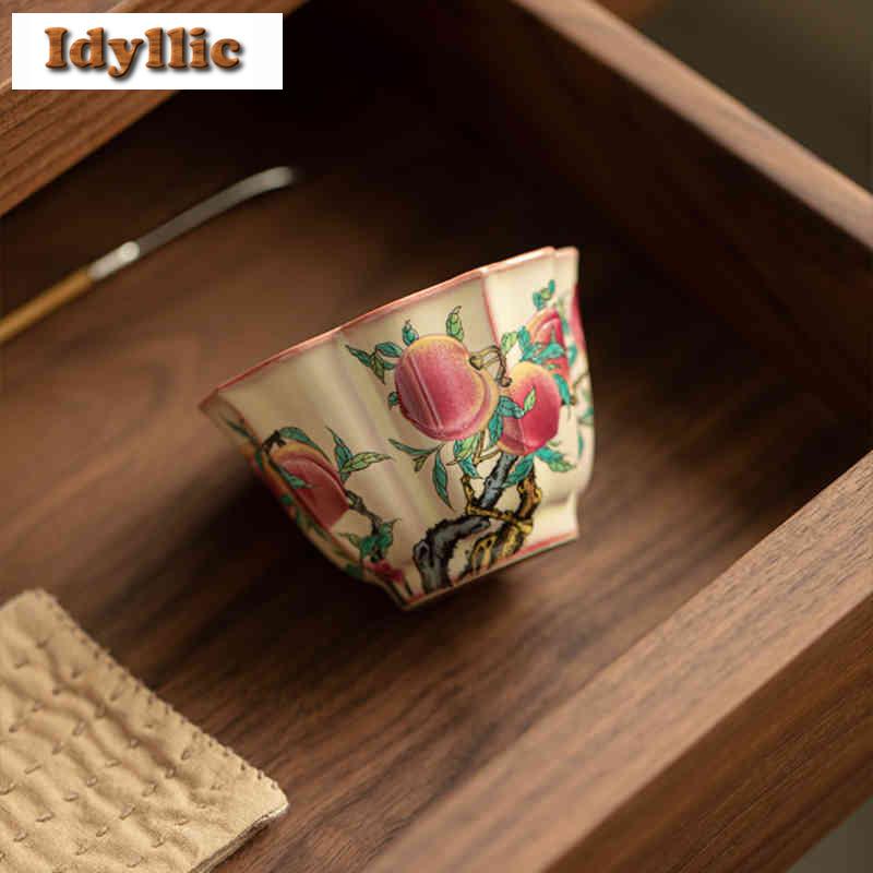 100ml Ru Kiln Pastel Peach Lard Jelly Teacup Elegant Tea Bowl Set Of Cups Tea-tasting Personal Cup Jianzhan Master Cups For Tea