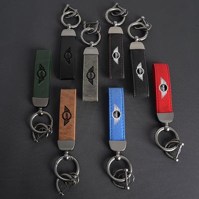 Vintage Leather Car Logo Keychain Keyring Pendant for Mini Cooper JCW R50 R52 R53 R55 R56 F54 F55 F56 F60 CLUBMAN COUNTRYMAN