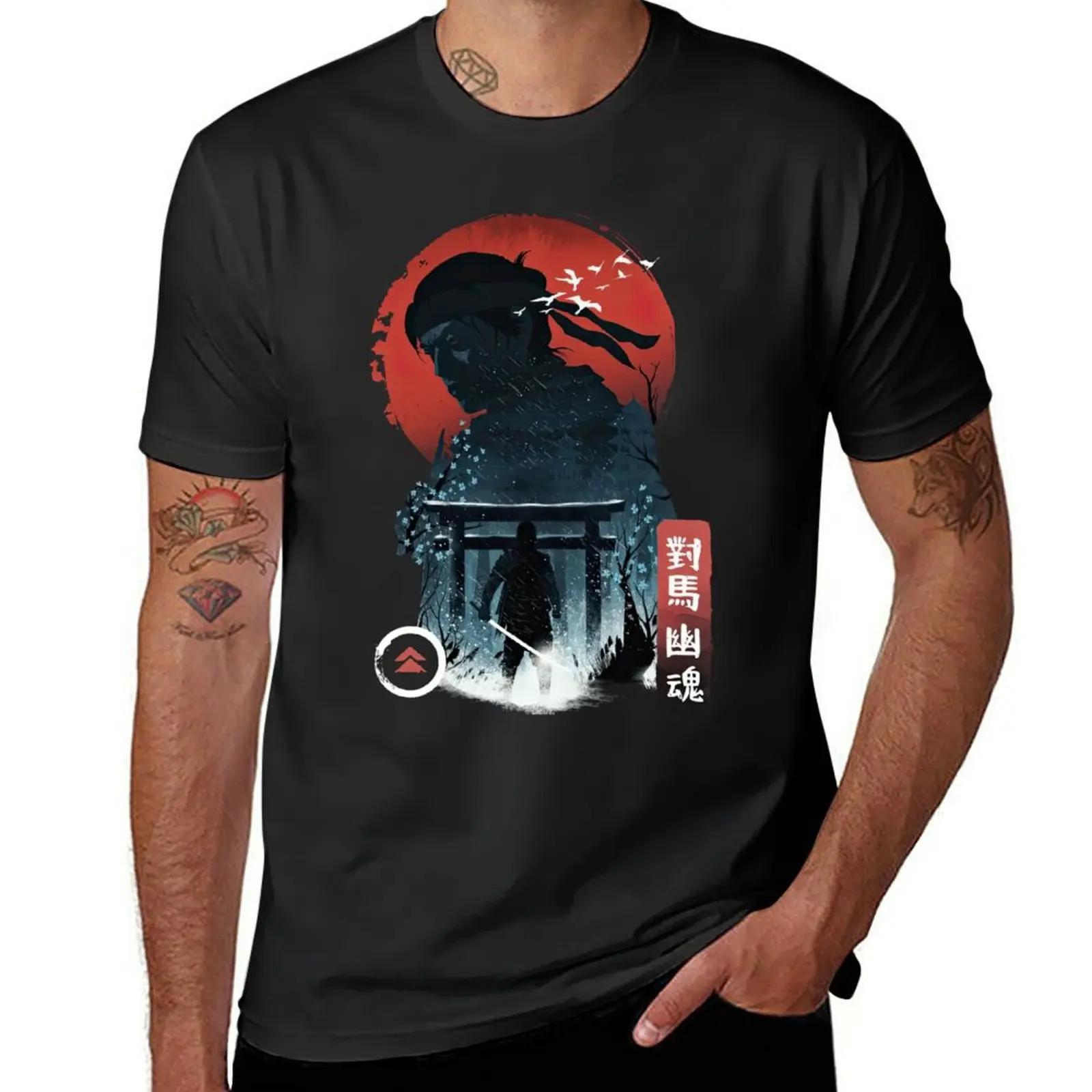 New Ghost of Tsushima Art Moon TShirt quick drying basketball graphic tees anime tshirt spring summer tops  tshirt M