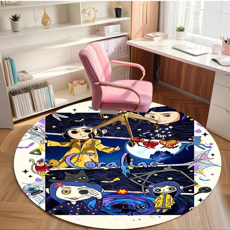 Coraline Print Round Rug, Washable Floor Carpet, For Entryway Dorm Laundry Room Office Study, Home Decor Birthday Christmas Gift