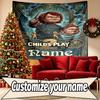 Arazzo Personalizzato con Nome Tema Horror Stampa Chucky, Decorazione Murale, Camera da Letto, Stanza Universitaria, Appartamento, Soggiorno, Sfondo per Feste, Regalo per Compleanno