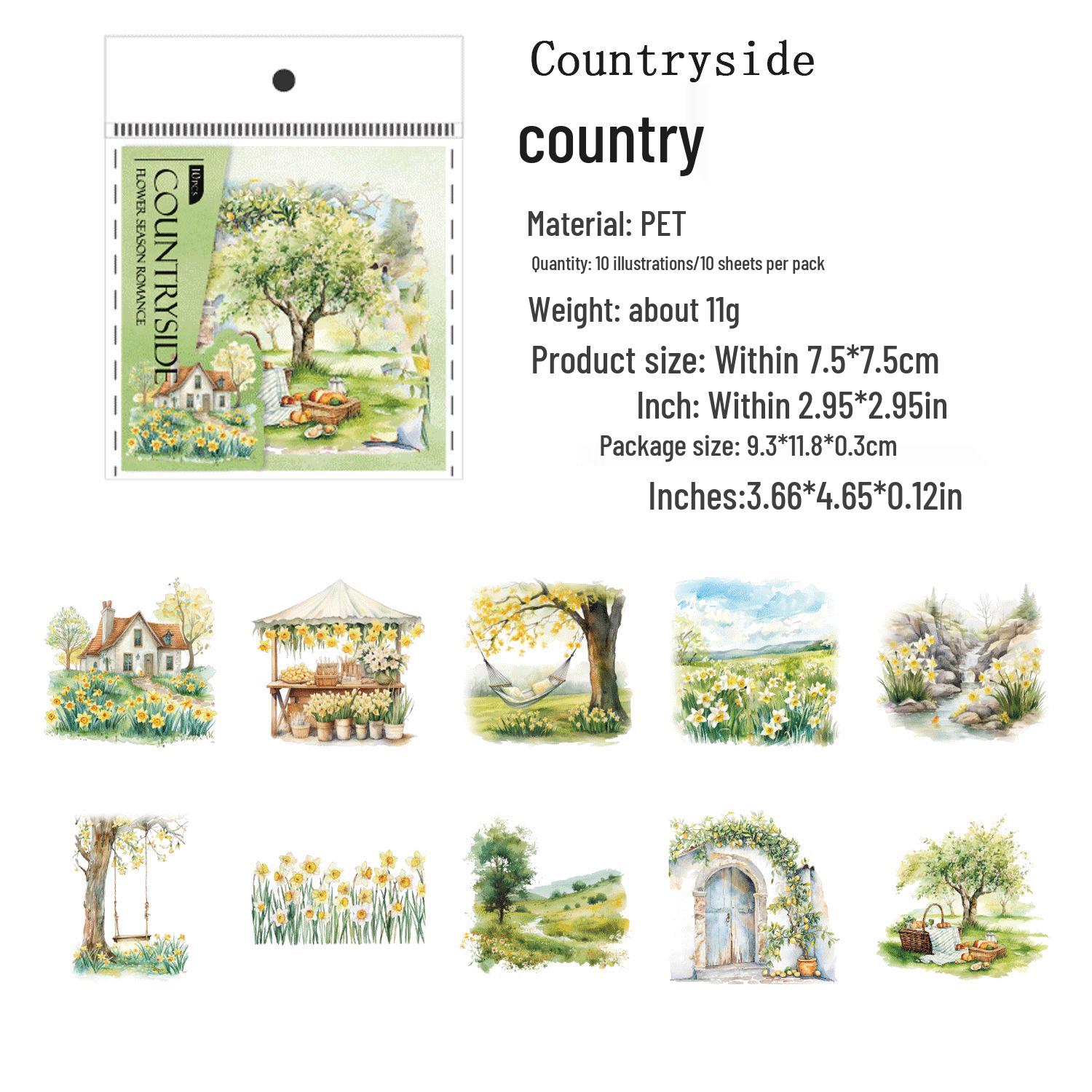 Gugu Forest Floral Season Romantic Suite Scenery Diorama PET Sticker Set - 6 Styles, 10 Sheets