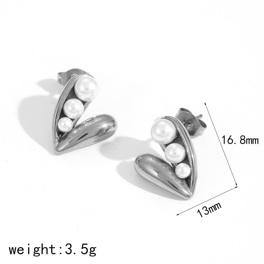 Stylish Heart Shape Stainless Steel Earrings With Sparkling Inlay For Women