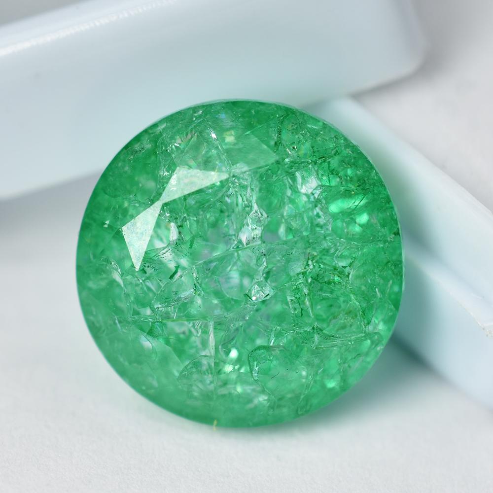 24.85 Ct Round Cut Natural   Green Emerald Loose Gemstone