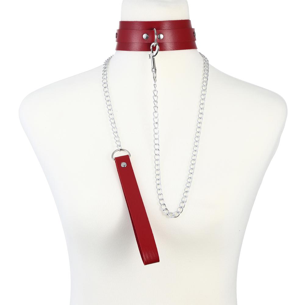 Chain Leash Choker Collar for Women Alt Fashion Leather Chocker Sexy Costume Jewelry Halloween Cosplay Accessories