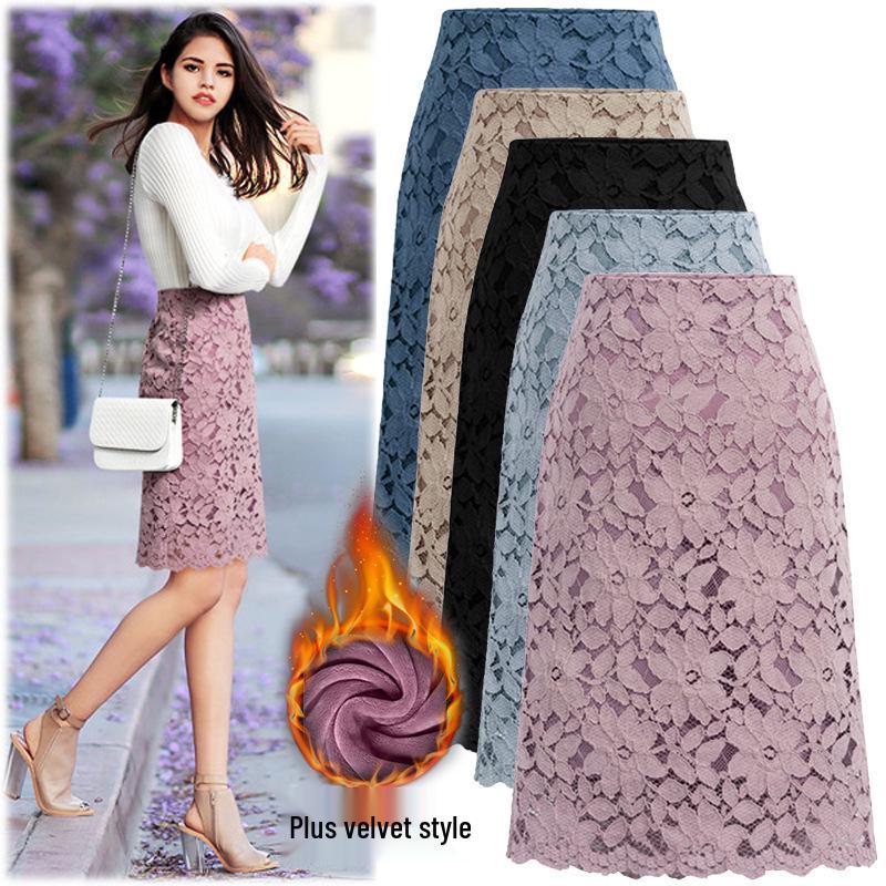 Women's Summer Slimming Lace Midi Skirt - French Fairy A-Line Bodycon