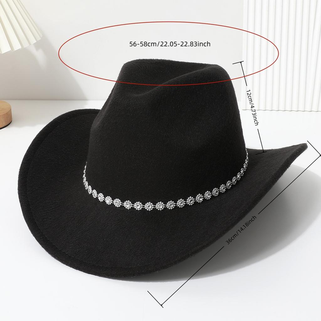 European and American small floral bright diamond western cowboy top hat men's and women's casual top hat party jazz hat