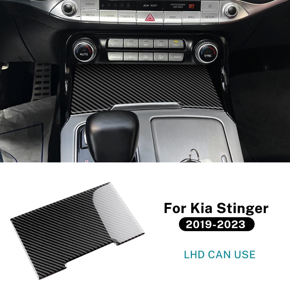 Real Soft Carbon Fiber Sticker For Kia Stinger 2019 2020 2025 2025 2025 LHD Car Gear Shift Storage Box Interior Accessories