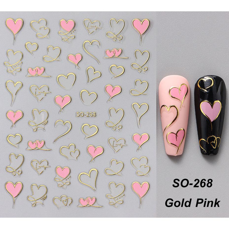 

Наклейки для ногтей в виде сердечек 3D красные розовые золотые наклейки для дизайна ногтей с любовью клейкие наклейки для ногтей на День святого Валентина слайдер для маникюра красный