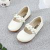 Girls Leather Shoes Floral Kids Flats with Flowers Princess Sweet Soft High Quality Children Dress Shoes for Wedding Party 26-36