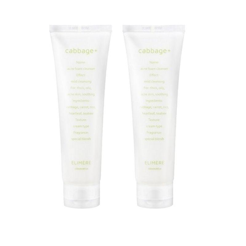 ELIMERE Cabbage Acne Functional BHA Mildly Acidic Foam Cleansing 120ml x 2 Cabbage Acne Cleansing Foam 2 pcs