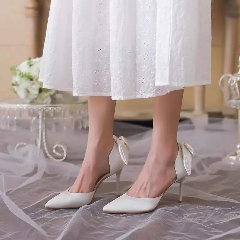 Frauen Elegante Ferse Frauen Schuhe High Heels Frauen Pumps Sexy Stilettos Hochzeit Schuhe Braut Heels Bowknot Schuhe Zapatos De Mujer