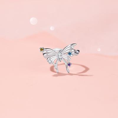 Irregular Three-dimensional Butterfly Ring, Female Simple Temperament, Zircon Ring, Sweet and Cool Girl Style Adjustable Index Finger Ring