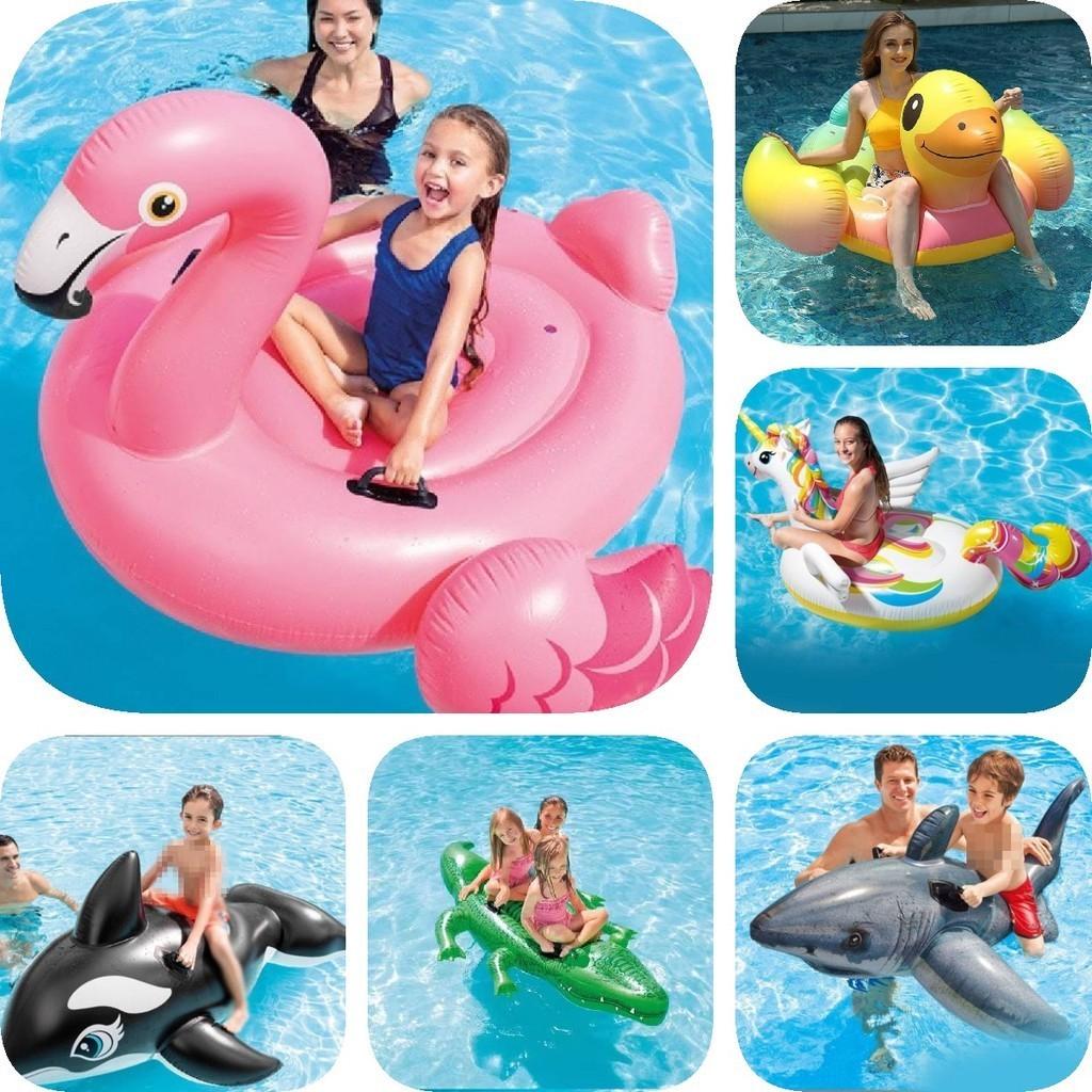 Intex Pvc Inflatable Ride-on Animal Swim Floats For Kids And Adults With Fun Designs