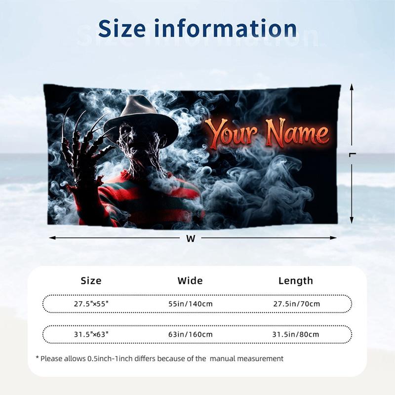 Custom Text Beach Towel, Soft Absorbent Swimming Multi-use TowelA Nightmare On Elm Street Freddy Krueger