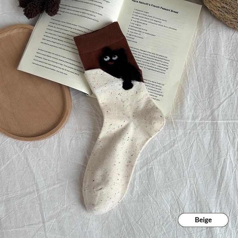 

3D Cat Printed Casual Socks for Couples; Mid-Tube Design with Soft Comfort and Sweat Absorption Features for Men and Women. One Size
