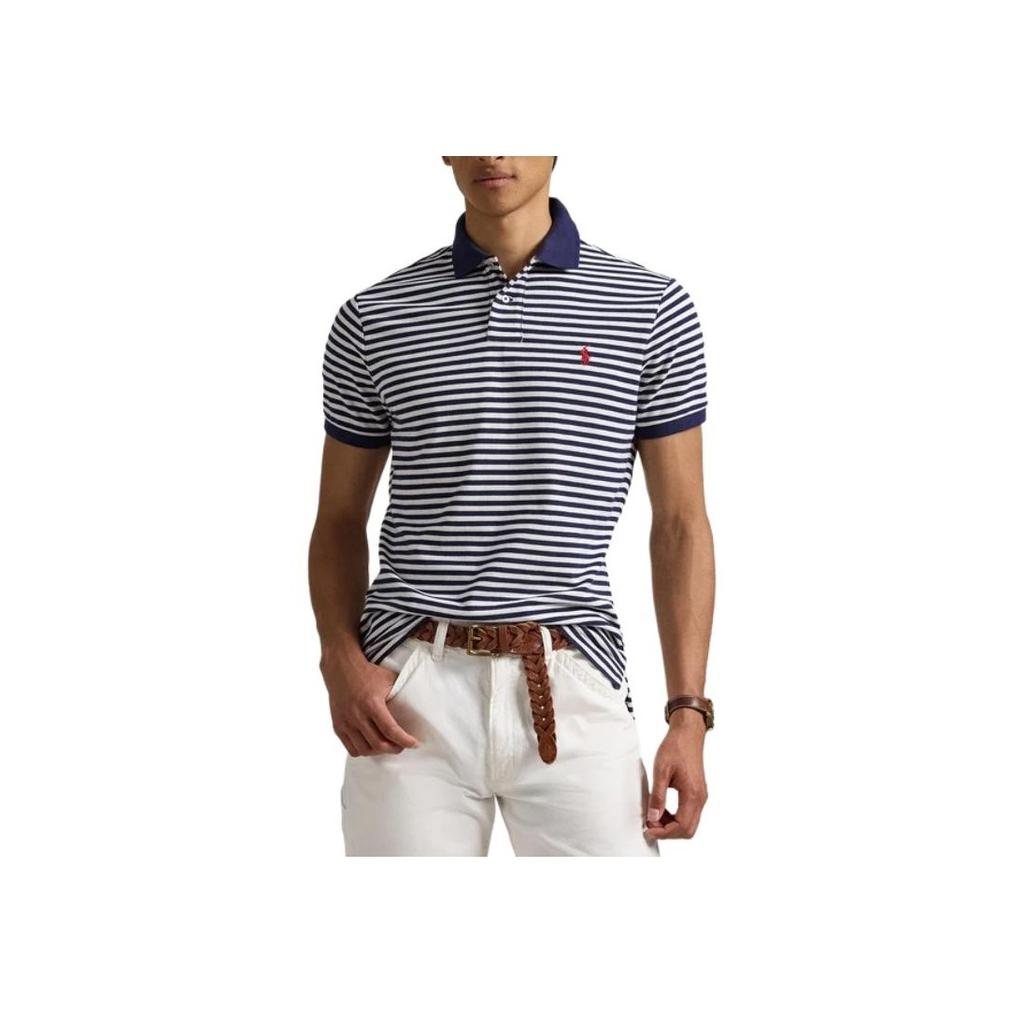 Polo Ralph Lauren Pánské pruhované polo tričko Slim Fit modré 710956682-001
