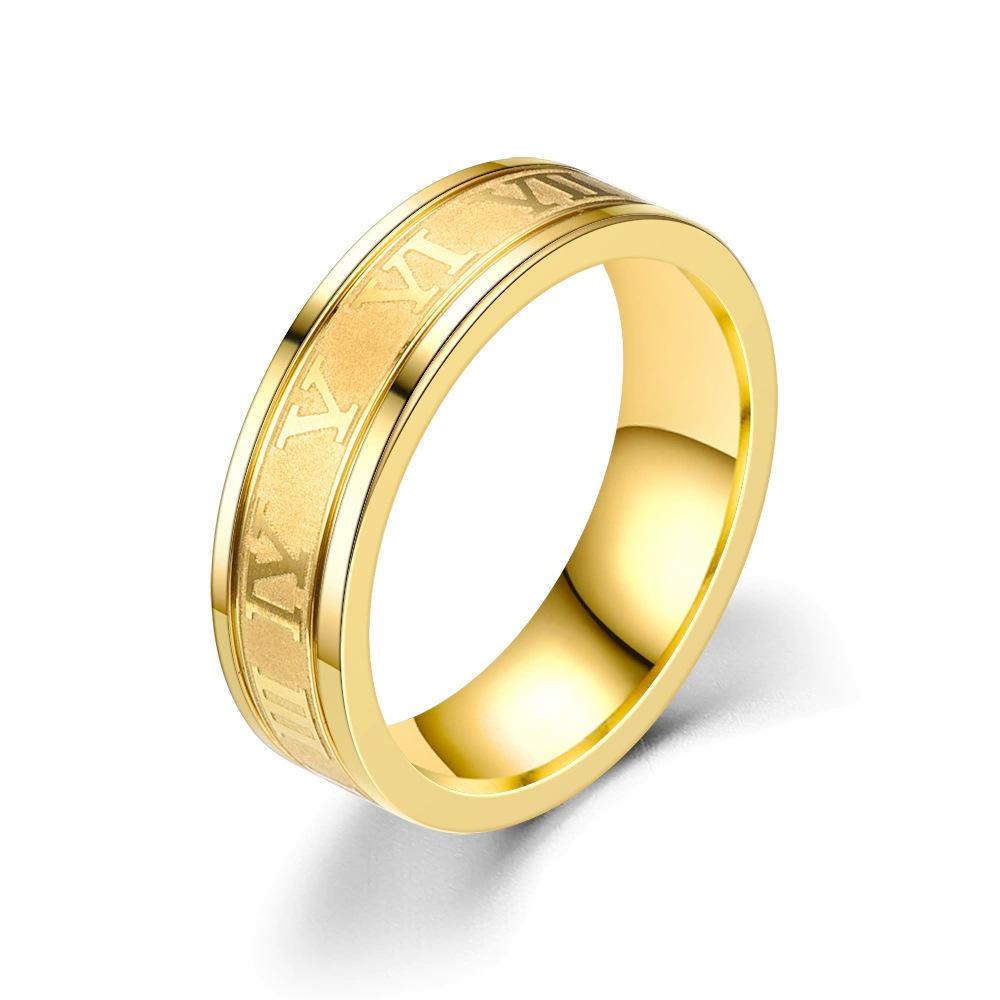 Stylish Roman Numeral Engraved Stainless Steel Ring