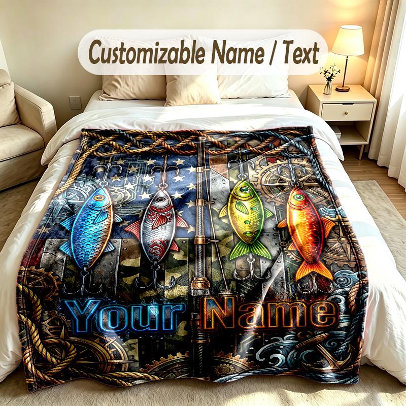 Fantasy Magic Theme Soft Blanket Personalized Custom Name Text Print Warm Blanket Home Sofa Bedroom Decor