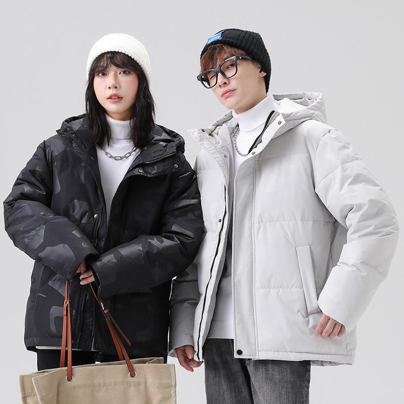 Down jacket men's youth trendy brand white duck down warm down couple casual jacket autumn and winter hooded bread jacket