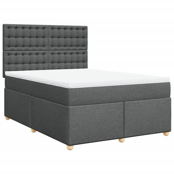 VidaXL Sommier à lattes de lit avec matelas Gris foncé 140x200cm Tissu 3291318