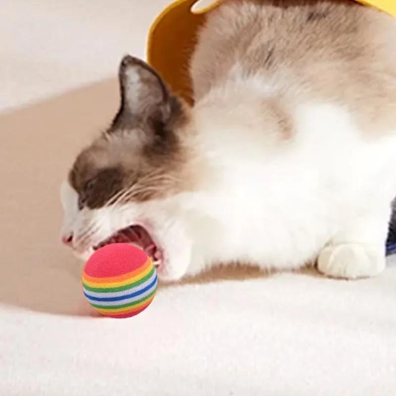 1/5pcs Rainbow EVA Cat Toys Ball Interactive Cat Dog Play Chewing Rattle Scratch Ball Training Balls Pet Toys Supplies