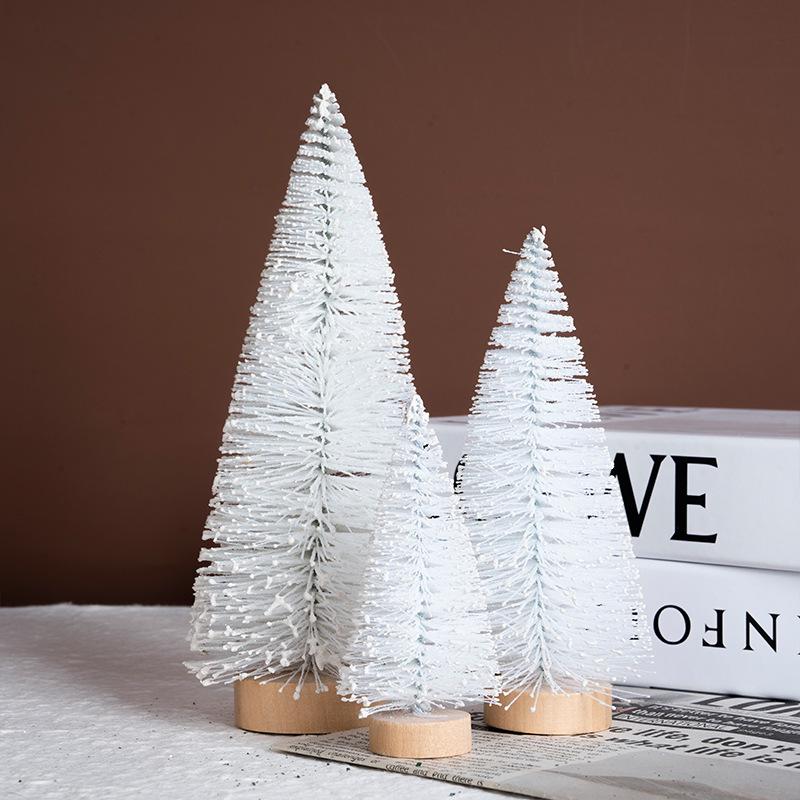 Mini White Christmas Tree Tabletop Ornament - Snowy Holiday Decoration & Photography Prop