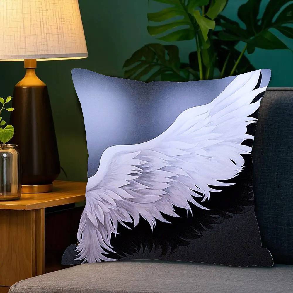 Angel Wings Pillow Case Fashion Square Pillowcase Bedroom Sofa Room Ins Decoration Leisure