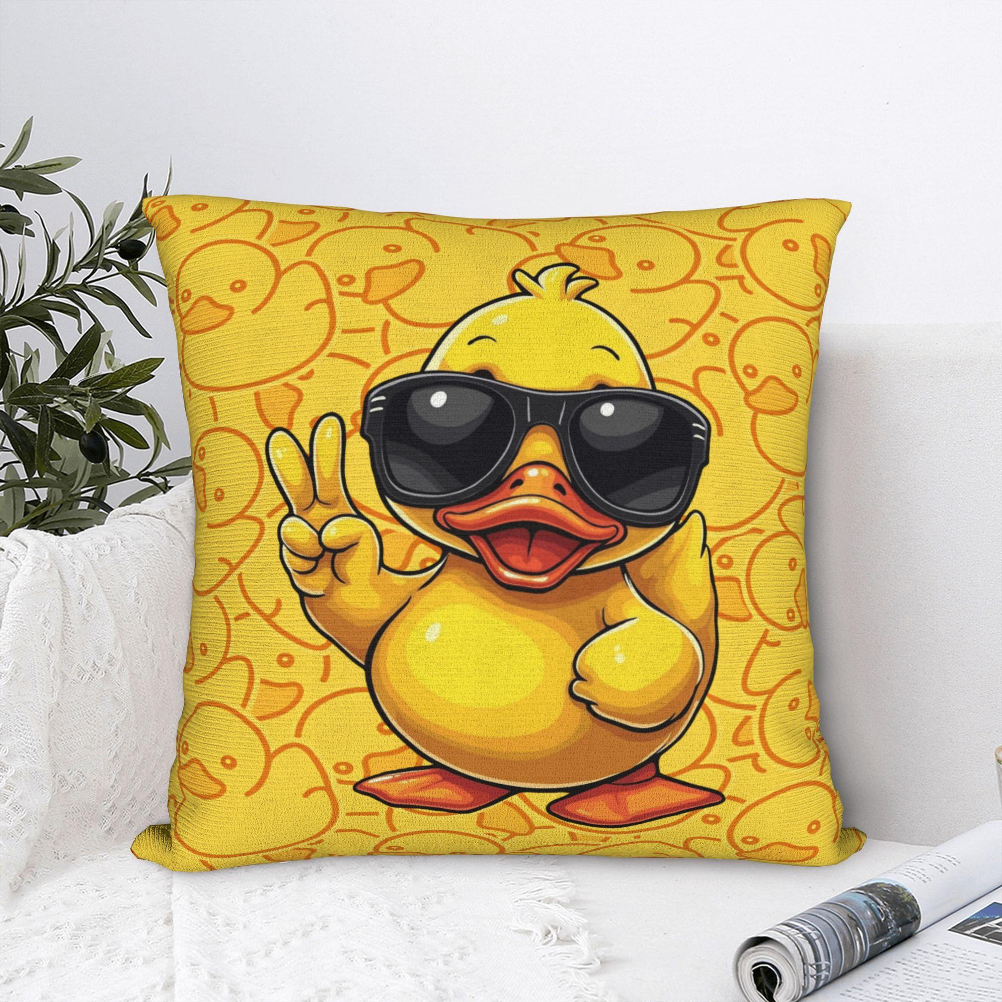 Annier Unisex Yellow Rubber Duck Pillow Case Retro Trendy Pillow Cover Soft Pillowcases For Couch Sofa Bedroom