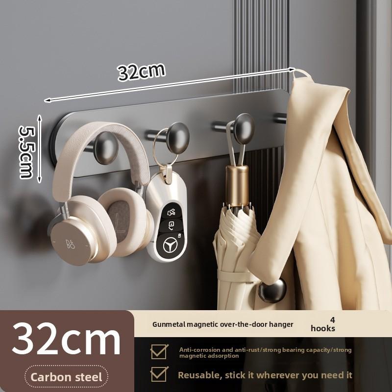 Magnetic Door Hook Rack With Hangers For Entryway And Storage